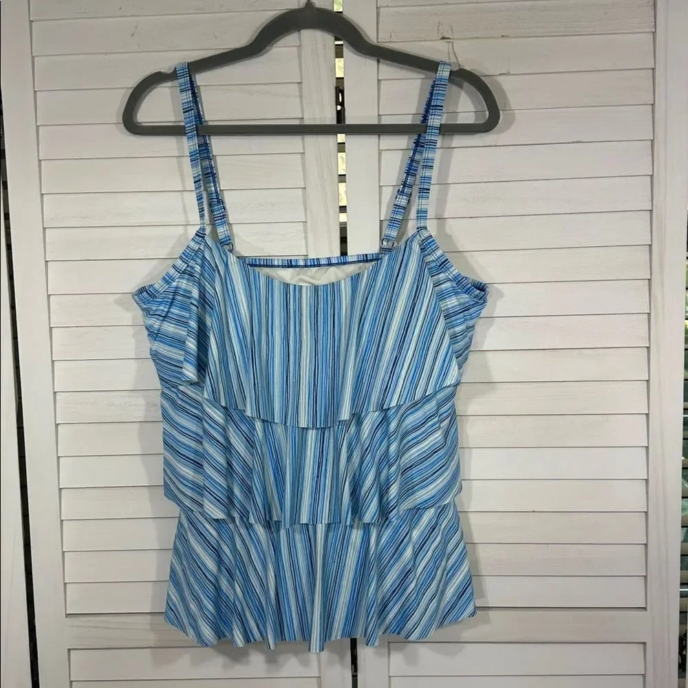 Beach House Blue Striped Tankini Size 16 NWT